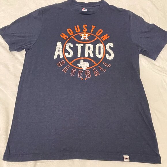 Houston Astros Baseball MLB Majestic Men T-Shirt Size Large Dark Blue Knit - Picture 1 of 7